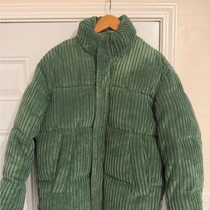 Zara Green Corduroy Bomber Jacket